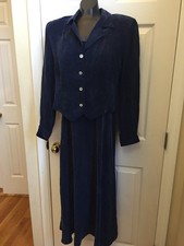 Rabbit Rabbit Rabbit 100% Rayon Made In USA Dress Blazer Suite Sz 12 Navy Blue