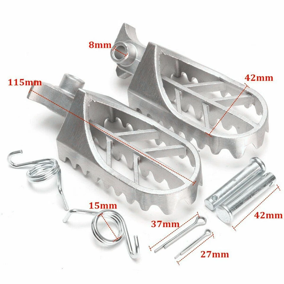 Motorcycle 1 Pair Front Foot Peg Footrest Stainless Steel Silver + 2pcs Bolt - Image 4 of 4