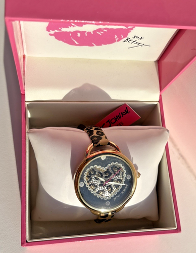 NEW: Betsey Johnson Leopard Pattern Heart Dial Watch; box and tags, never worn - Bild 7 von 13