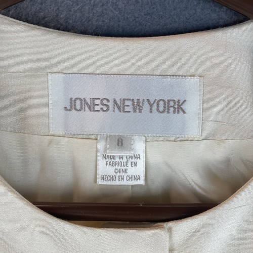 VTG Jones New York 2PC 100% Silk Blazer Casual Shirt Sz 8 NWT Ivory Lined Classy - Picture 6 of 23
