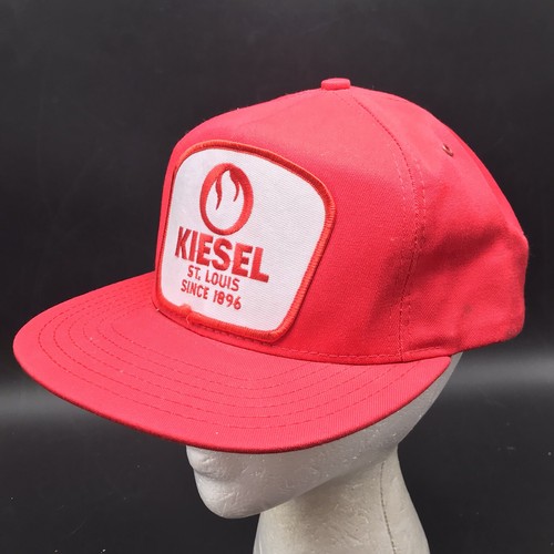 Vintage Red Trucker Hat Cap Kiesel St Louis Patch Made USA Strapback Flat Bill - Picture 8 of 12