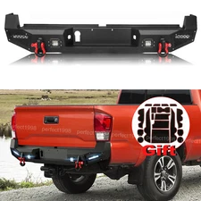 Front Rear Bumper W/Winch Plate&Lights&Gate Slot Mat For 2016-2023 Toyota Tacoma