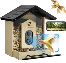 TT Nature Smart Bird Feeder with Camera LBF105 AI Identify, Wood with Iron Roof