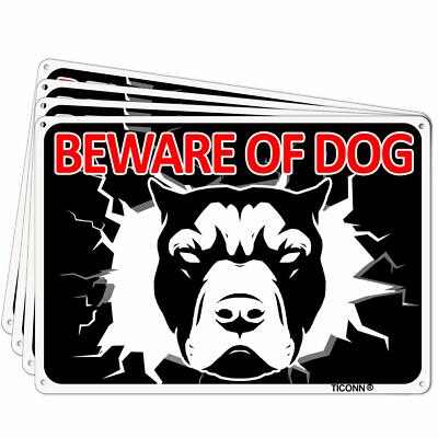 Beware of Dog Sign Metal, 10x7'' Aluminum Rust Free, Fade Resistant, UV Printed