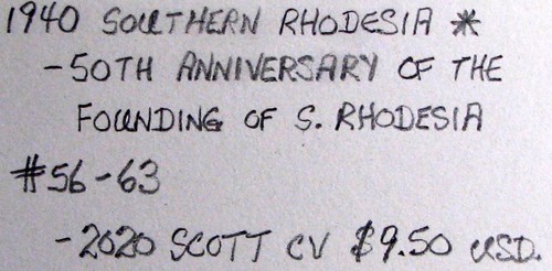 1940 SO. RHODESIA #56-63: F/VF MH Set of 8 - 50th Anniv. of country's founding - Picture 2 of 2
