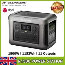 ALLPOWERS R1500 1800W Portable Power Station 1152Wh LiFePO4 for Home Camping RV