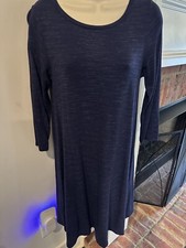 Women's Hilary Radley Navy Blue Blend 3/4 Sleeve Shift Dress Size Small