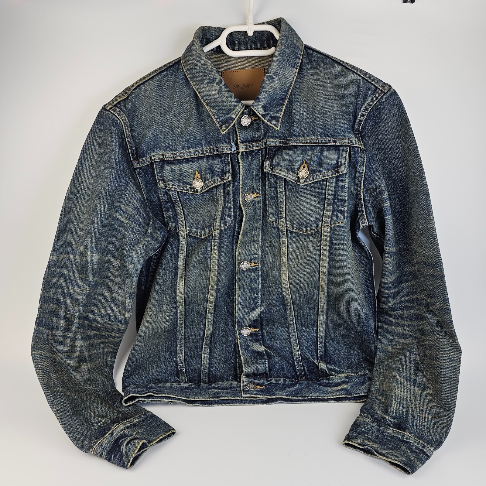 Giacca denim blu SAINT LAURENT $1350 nuova e autentica