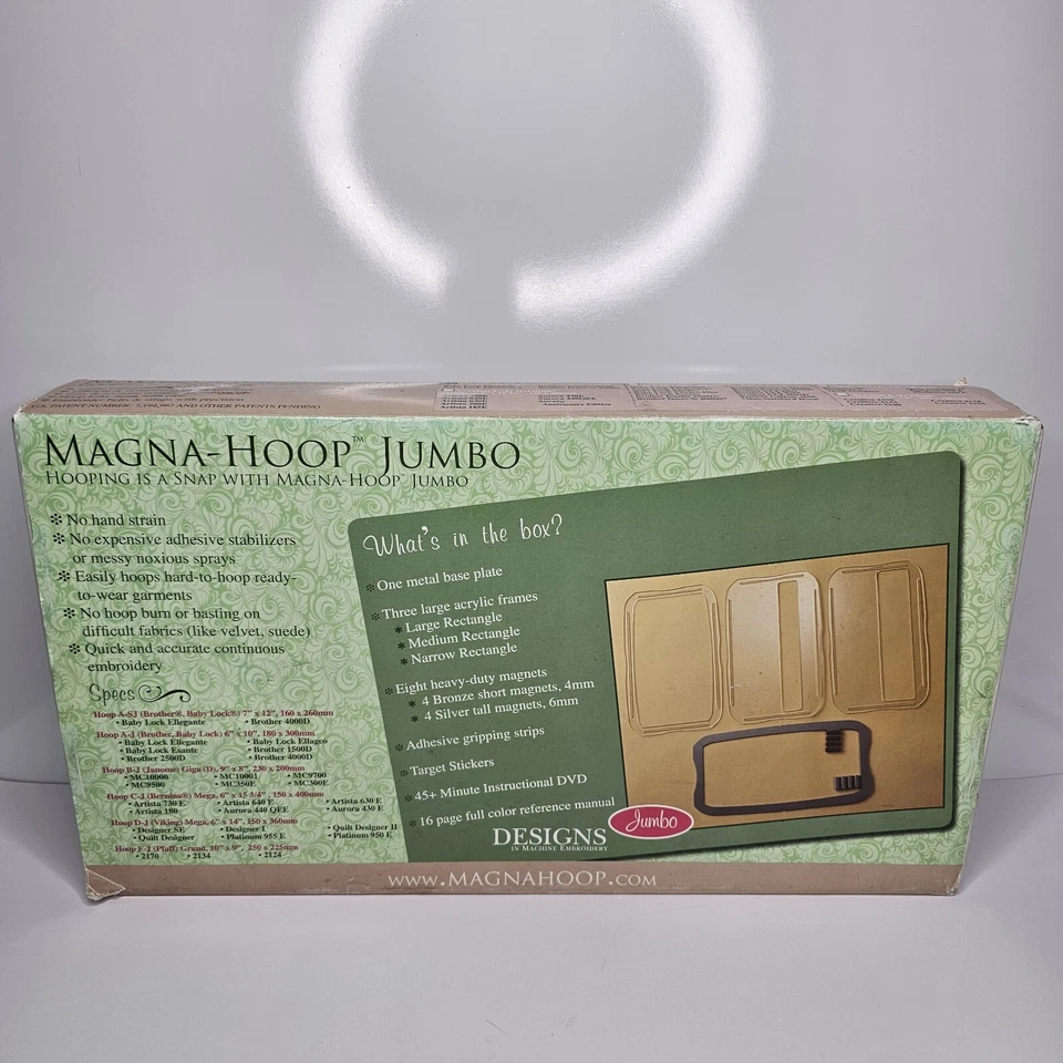 Magna-Hoop Jumbo A-SJ 7" x 12" for Baby Lock Brother  Machine Embroidery Hoop - Image 2 of 4