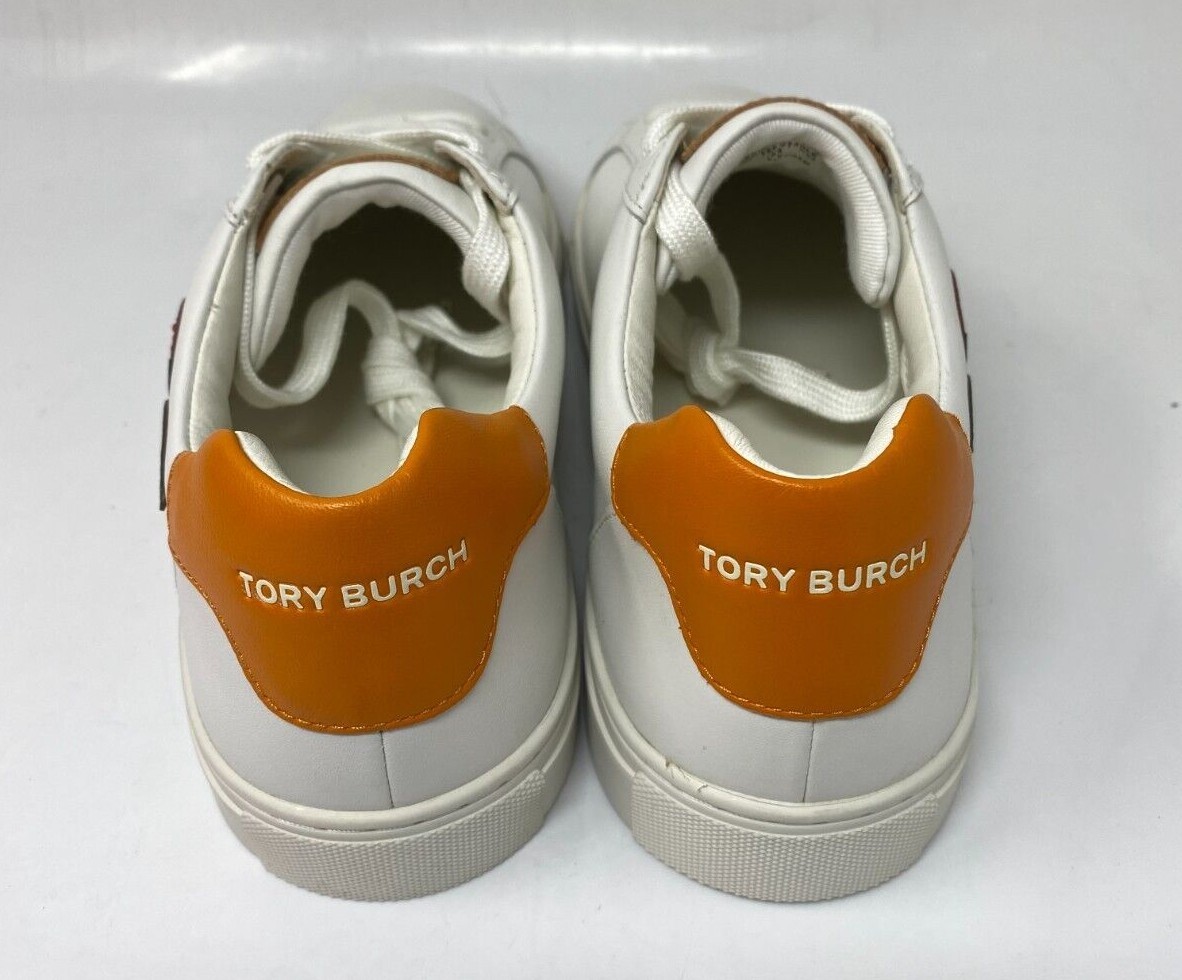 Tory Burch Leather Color Block Sneakers Bari Nappa in Snow