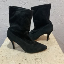 Vintage Salvatore Ferragamo Suede Black Heeled Boots Size 9.5 AA 2A