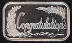 2008 Congratulations Engravable Back Vtg Bullion-999 Silver 1 Ounce Oz Art Bar