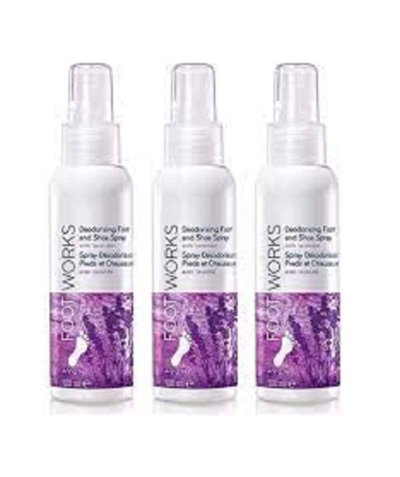 PACK de 3 spray desodorizante para pies y zapatos Avon Foot Works con lavanda-100 ml (300 ml) Foto 2 de 4