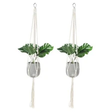 Macrame Plant Hangers Indoors, 2 Pack Hanging Short Plant Shelf Nylon Rope 