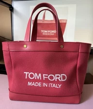 TOM FORD Mini Logo Canvas East-West Tote Bag Coral