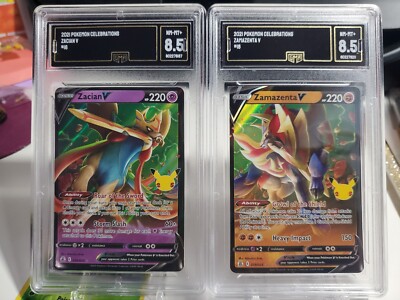 GMA 8.5 NM-MT ZACIAN V 016/025 & ZAMAZENTA V 018/025