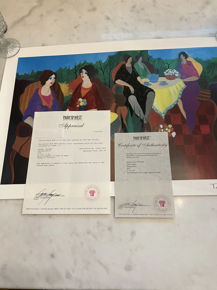 Seriolitografía "Morning Social" Itzchak (Isaac) Tarkay (1935 - 2012) 2005 - Certificado de autenticidad Foto 2 de 4