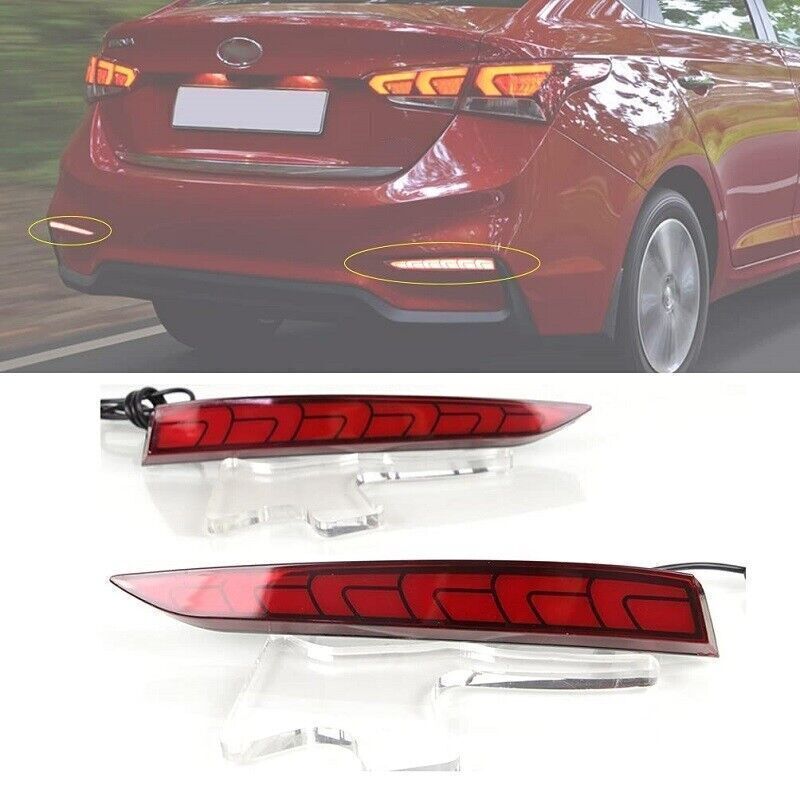 Pair LED Rear Bumper Reflector Brake Fog Light Lamp For Hyundai Accent ...