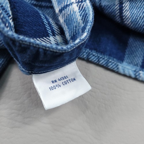 Polo Ralph Lauren Shirt Mens Medium Blue Plaid Indigo Flannel Casual Outdoor - Picture 6 of 9