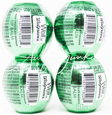 Revo Lip Balm Walgreens .25 oz Mint Chocolate Brownie Green Metallic New 4pc New