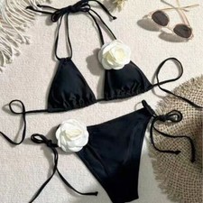 Women's Bikini Swimsuit Summer Beach Swimwear Split Swimsuit Stereo Flower