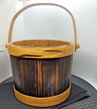 Antique Wood Firkin Bucket  Signed Restored by J.D. Younkin Rockwood, PA 1966