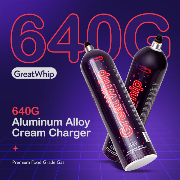 Cargador de crema batida 640 g tanque lata de aluminio GreatWhip excelente sabor
