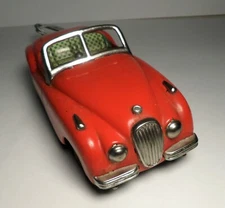 Masudaya Modern Toys (MT) Japan Tin Jaguar Sports Car Convertible Battery Op 8"