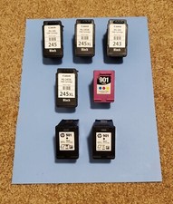 Seven Empty Ink Computer Cartridges 6 Black 1 Color