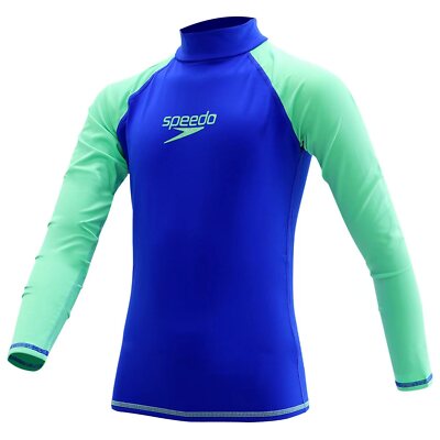 Speedo Unentbehrlicher Rashguard für Jungen L/S - Schönes blau/grünes Leuchten