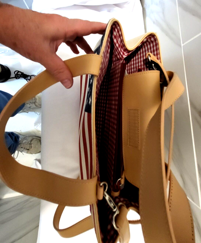 Amanda Smith Peach American Flag Shoulder Bag Detachable Crossbody Strap 11x8x3 - Picture 5 of 10