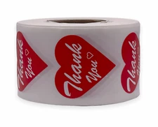 Thank You Stickers 1-1/8" RED Heart Shape Mailing Seal Envelope 500 Labels