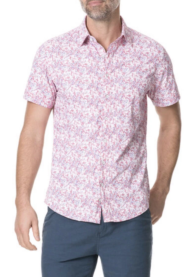 RODD & GUNN Lake Roxburgh Pink Floral Sports Fit Shirt Short Sleeve Casual Sz XL