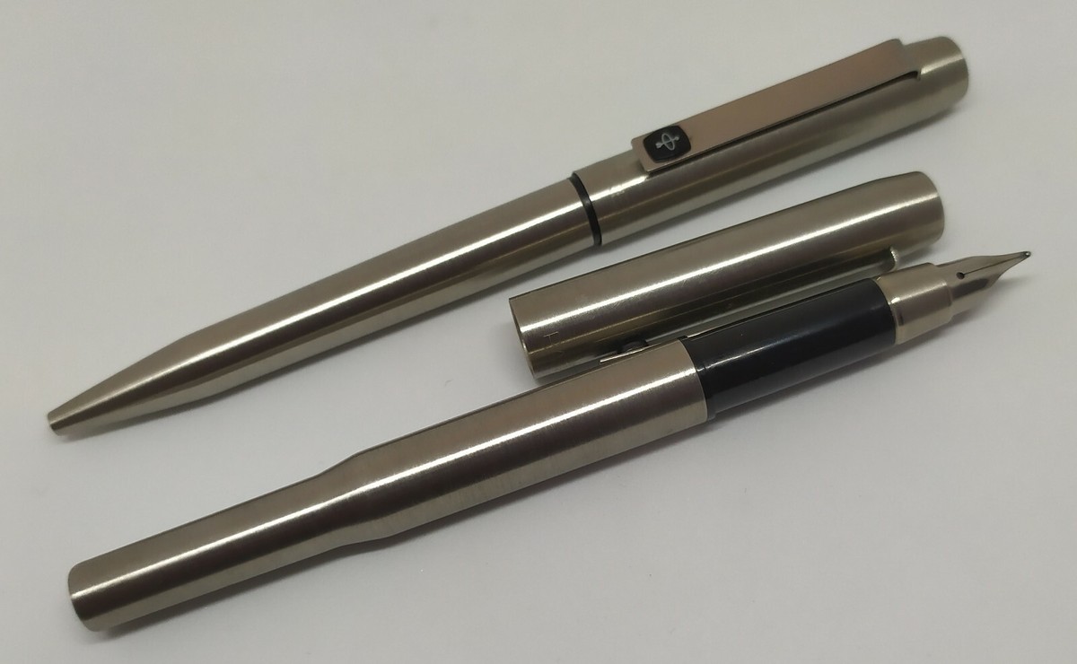 Vintage Parker 25 BLACK Set-Steel Fountain Pen & Ballpoint