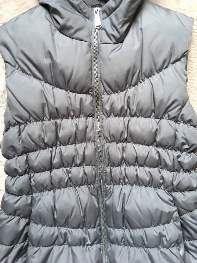 Giacca giubbotto tampone con cappuccio da donna Michael Kors taglia XS grigio piuma cerniere