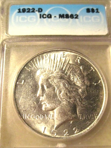 1922-D PEACE SILVER DOLLAR MS62 ICG "MIRROR FINISH"