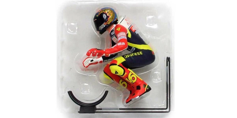 MINICHAMPS VALENTINO ROSSI 1/12 MODELLINO FIGURINO PILOTA WHEELIE APRILIA 1998 - Immagine 2 di 3