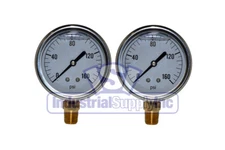 Liquid Filled Pressure Gauge | 0 to 160 PSI | 2-½" | 1/4" NPT Single Scale | 2PK