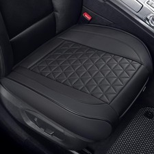 Black Faux Leather Car Seat Cover Front Bottom Cushion Anti-slip Universal