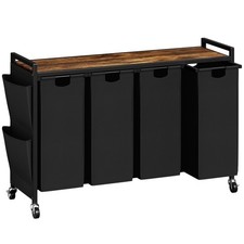 WOWLIVE 4-Compartment Laundry Hamper with Lid,Rolling Laundry Basket Organizer