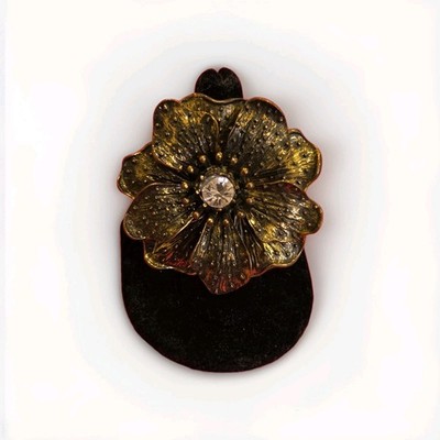 Bronze tone Metal with Center Crystal Womens Elastic Stretch Huge Ring