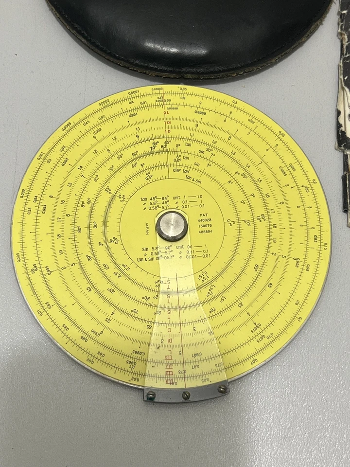 Rare Pickett 111ES Circular Slide Rule with Original Leather Case and Handbook - Image 3 of 4