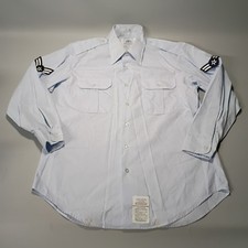 US Air Force Uniform Dress Shirt Men DSCP Wings Long Sleeve Button Up Blue Sz 17