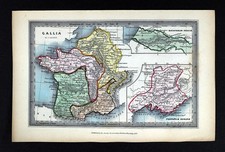 1847 Archer Map Ancient Gallia Gaul France Paris Roman Aquitania Belgica Belgium