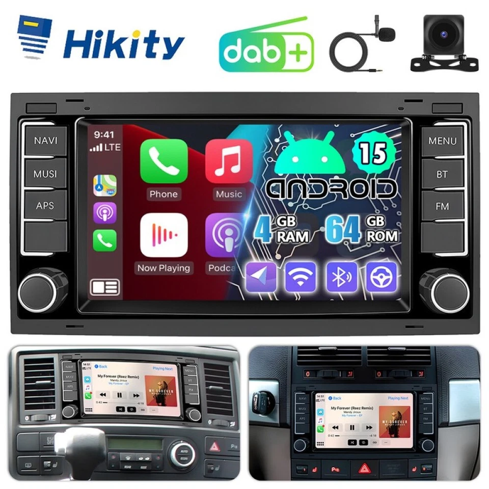 DAB+ 4+64GB CarPlay GPS Android 15 Autoradio BT Für VW Multivan V T5 Transporter - Bild 1 von 4
