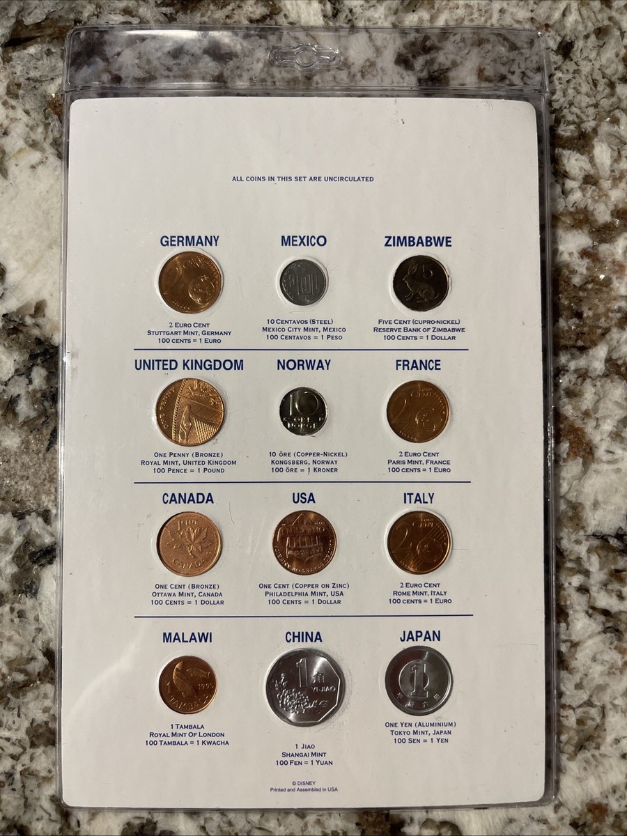 Walt Disney World Epcot International Coins -Set Of 12 Coins In