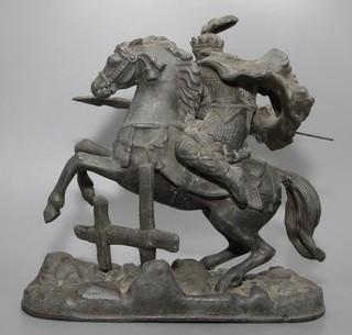 Antique 1891 Gilbert Hannibal Spelter Equestrian Silver Washed Statue
