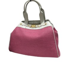 Borsa Versace Boston borsa tote a mano Medusa in pelle rosa bianca autentica