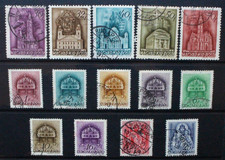 HUNGARY 1939 Definitives: Crown Buildings Church. Set of 14. Fine USED SG635/648