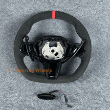 Customized black alcantara red strip blue stitch steering wheel for 2020 BMW M8